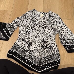 Chico's Black and White Patterned Blouse